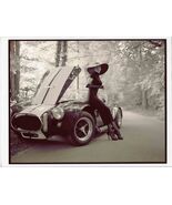 Glamorous Model Posing with Exotic Sports Car with Hood Up Photo - $27.72