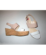 New Womens 10 Calvin Klein Wedge Sandals Platform Shoes White Beige Pate... - £47.48 GBP
