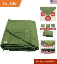 12' x 16' Green Canvas Tarp 12oz Heavy Duty Water Resistant - $147.01