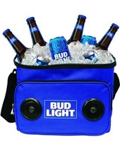 BUD LIGHT Blue Soft Cooler With Built in Bluetooth Speaker Portable Rechargeable - £25.63 GBP