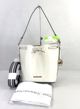 Michael Kors Eden Bucket Bag White Leather Medium Crossbody Purse $348 B3P - £97.57 GBP