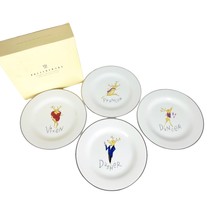 4 Pottery Barn Reindeer Dasher Dancer Prancer Vixen Salad Dessert 8.5&quot; Plates - £145.07 GBP