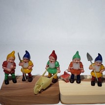Set of 5 Vtg 2&quot; Dwarf Disney Cake Toppers Snow White&#39;s Seven Dwarfs Mini Figures - £6.23 GBP