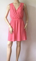 Everly Made In Usa Coral Deep V Surplice Dress (Size S) - £24.07 GBP
