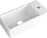 Albriya Ceramic Wall Mount Bathroom Sink, Right Hand Small Cloakroom Wal... - £60.88 GBP