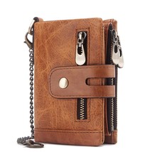  Anti-theft Tri-fold Crazy Horse Leather Men And Women Wallets And Purses 2022 N - £37.59 GBP