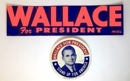 Vtg George WALLACE Presidential Campaign Bumper Sticker and Sticker for ... - £7.99 GBP