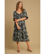 Umgee Ruffle Hem Flower Printed V-Neck Dress - $1,029.65 MXN