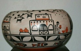 Big Robert Tenorio Santa Domingo Kewa Pueblo Pottery Pictorial Picture Story Pot - £2,834.05 GBP