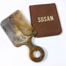 Vintage Centro Hair Comb Personalized Susan Pasadena Texas brown plastic... - $10.00
