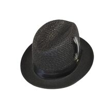 Men's BRUNO CAPELO Stingy Brim Fedora Braid Straw Hat Santa Cruz SC616 Black image 2