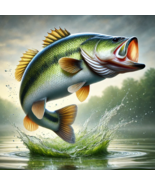 Largemouth Bass Breaking Water 26x26 Fishing Art Print - $73.95