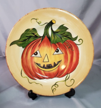 Tabletops Unlimited Wicked Hollow Coupe Dinner Plate Pumpkin Jack O&#39;Lantern HTF - £30.99 GBP