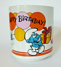 Mug Vintage Smurfs Wallace Berrie &amp; Co 1981 Happy Birthday Coffee Tea cup - £13.42 GBP