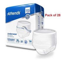 28 Ct Attends Disposable Underwear Pull On Briefs X-LARGE 58-68 Heavy Ab... - $31.67