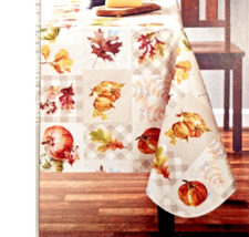 Harvest Pumpkin Patchwork Tablecloth 60 x 84-in PEVA Fall Leaves PVC-Fre... - $291.45 MXN
