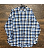 Lands&#39; End Dress Shirt Tall Blue Plaid Button Down 2XLT Traditional Fit ... - $22.83 CAD