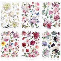 6 Sheets Spring Flowers Rub On Transfers Vintage Rose Rub On Transfers For Furni - £30.83 GBP