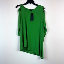 Alfani Womens M Palm Leaf Bright Green Asymmetrical Cut Out Tunic Top  NWT Z13 - £20.65 GBP