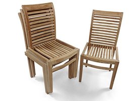 Windsor&#39;s Grade A Teak Casa Blanca Armless Stacking Chairs-4/Pack, Desig... - £1,478.80 GBP