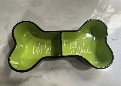 Rae Dunn Halloween Black &amp; Green Brew Gruel Dog Bone Shape Ceramic Dish ... - $7.99