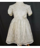 Jessica McClintock Dress Little Girls 5 Satin Lace Bow Crinoline Puff Sl... - $44.52 CAD