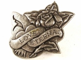 Silvertone Love Eternal Rose Belt Buckle By ED HARDY 33116b - £19.41 GBP