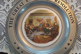 The Great American Revolution 6 Pewter Ceramic Center Plates Canton Oh - £143.69 GBP