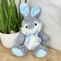 KellyToy Easter Bunny Rabbit Plush Stuffed Animal Bunny White Blue Ribbon Soft - £10.06 GBP