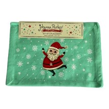 Johanna Parker Mint Green Santa Claus Christmas Cotton Placemats Set Of 4 New - £23.68 GBP