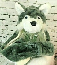 Girls One Sz Hat Wolf Themed Trapper Extra Long With Mittens Winter Cap - £7.90 GBP