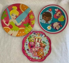 Zak Melamine Child Kid Plates Shopkins Disney Doc McStuffins &amp; Tinkerbell Lot 3 - £12.78 GBP