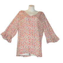 Rachel Roy Womens Large Floral Blouse Lightweight Top Flowy Hi-Low Hem Boho - £11.92 GBP