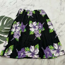 Womens Vintage Handmade Tropical Midi Skirt Size L Black Purple Floral P... - $480.68 MXN
