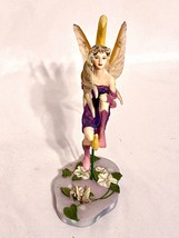 Jessica Gilbreth Handcrafted Fairy On Moon Dragonsite Moon Flower  7 Inch Resin - £43.83 GBP