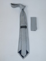 Men's Tie Hankie Set J.Valintin Private Collection R78 Black White Checkers image 3