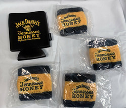 Jack Daniels Tennessee Honey Whiskey Bottle Can Koozie &amp; 4 Wrist Sweat Bands - £27.74 GBP