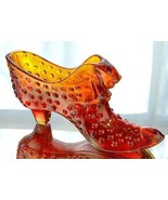 Fenton Art Glass Orange Slice Hobnail Cat Slipper Shoe Figurine 3995OR - £17.59 GBP