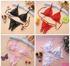 Ladies Underwear set 2pcs/Set Thongs Underwear Set Lace Elastic Waist T ... - £2.32 GBP+