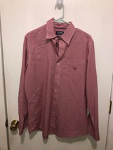 Chaps Stretch Easy Care Red White Gingham Button Front Mens Medium Shirt - $11.87