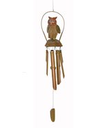 Hand Carved Large Beautiful Bamboo Wood OWL Wind Chime - £23.41 GBP