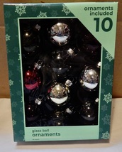 Christmas Tree Ornaments Glass Ball 1 1/2” Round 10ea Multi Color NIB 271L - $9.89