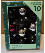 Christmas Tree Ornaments Glass Ball 1 1/2” Round 10ea Multi Color NIB 271L - €8,55 EUR