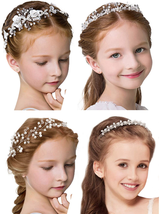 WILLBOND 4 Pcs Flower Girl Headpiece for Wedding Princess Wedding Headband Girl  - £21.61 GBP