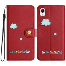 For Samsung Galaxy A22e / A23 5G JE Cartoon Cats Leather Phone Case(Red) - £4.73 GBP