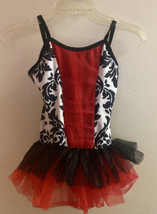Liberts Girls Dance Costume Size Medium Black White Red Turu W- Leotard Under - £6.87 GBP