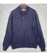 Oscar De La Renta Mens Sweater XL Navy Quarter Zip  100% Cotton - $18.19