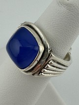 Swedish 835 Sterling Silver Lavender Blue Chalcedony Ring, Size 6.25, 6.4g - $60.00
