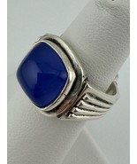 Swedish 835 Sterling Silver Lavender Blue Chalcedony Ring, Size 6.25, 6.4g - $60.00
