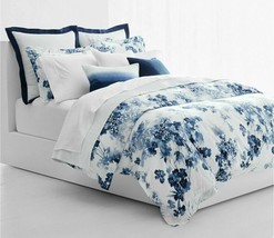 Ralph Lauren &#39;&#39;flora Linen&quot; 1pc Euro Pillow Sham WHITE-NAVY Nwt $135 Beautiful - £54.67 GBP